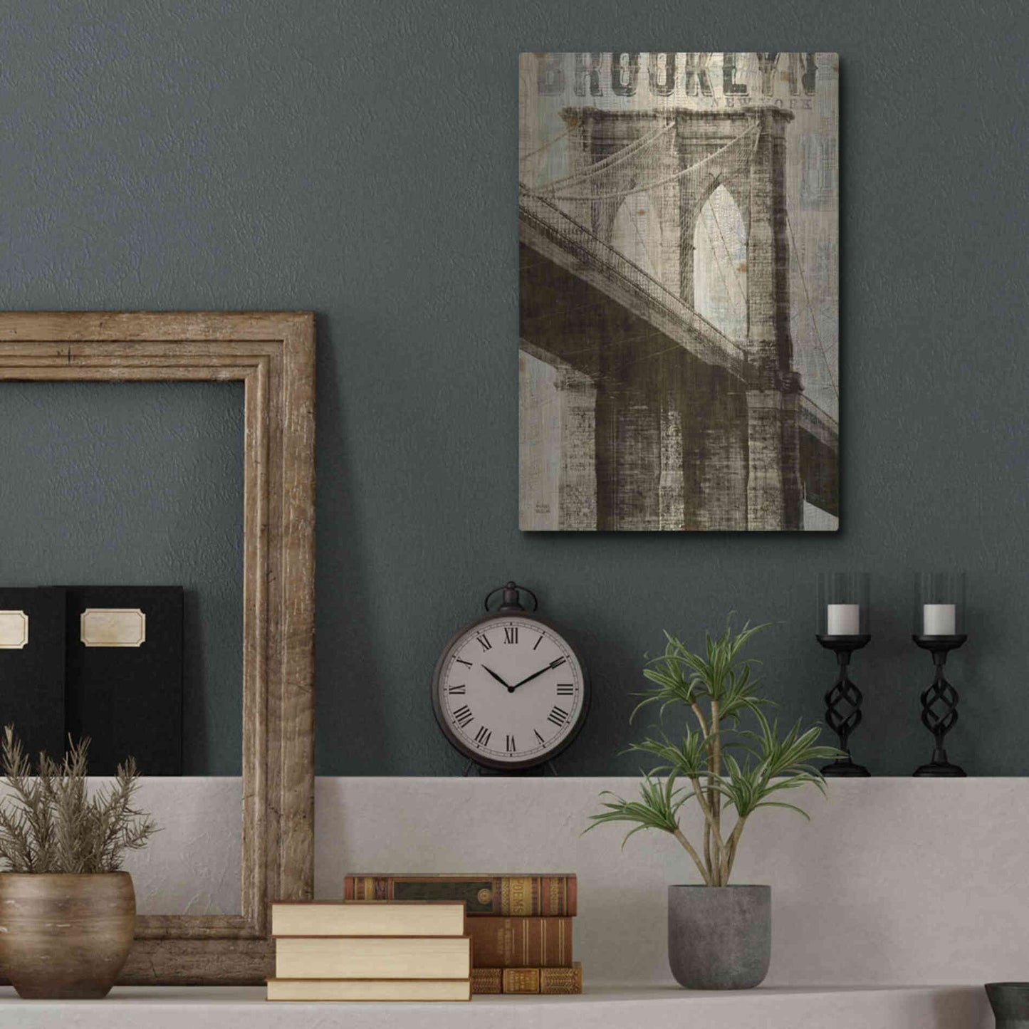 Luxe Metal Art 'Vintage NY Brooklyn Bridge' by Michael Mullan, Metal Wall Art,12x16