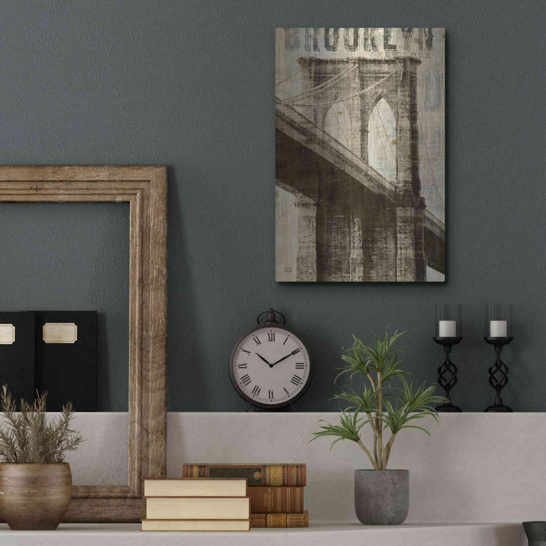 Luxe Metal Art 'Vintage NY Brooklyn Bridge' by Michael Mullan, Metal Wall Art,12x16