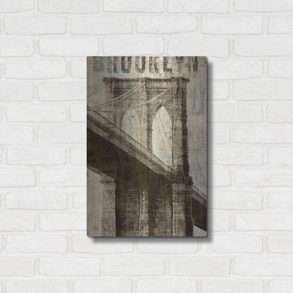 Luxe Metal Art 'Vintage NY Brooklyn Bridge' by Michael Mullan, Metal Wall Art,16x24