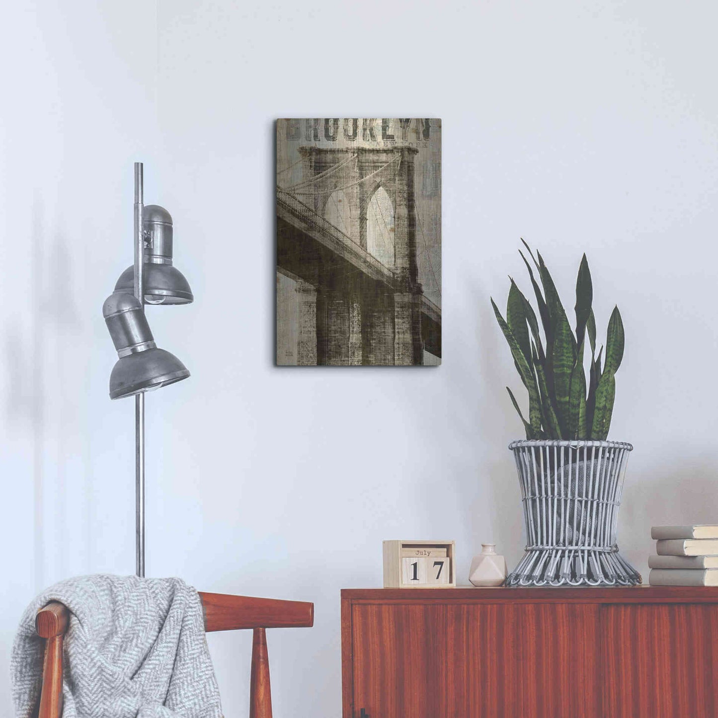 Luxe Metal Art 'Vintage NY Brooklyn Bridge' by Michael Mullan, Metal Wall Art,16x24