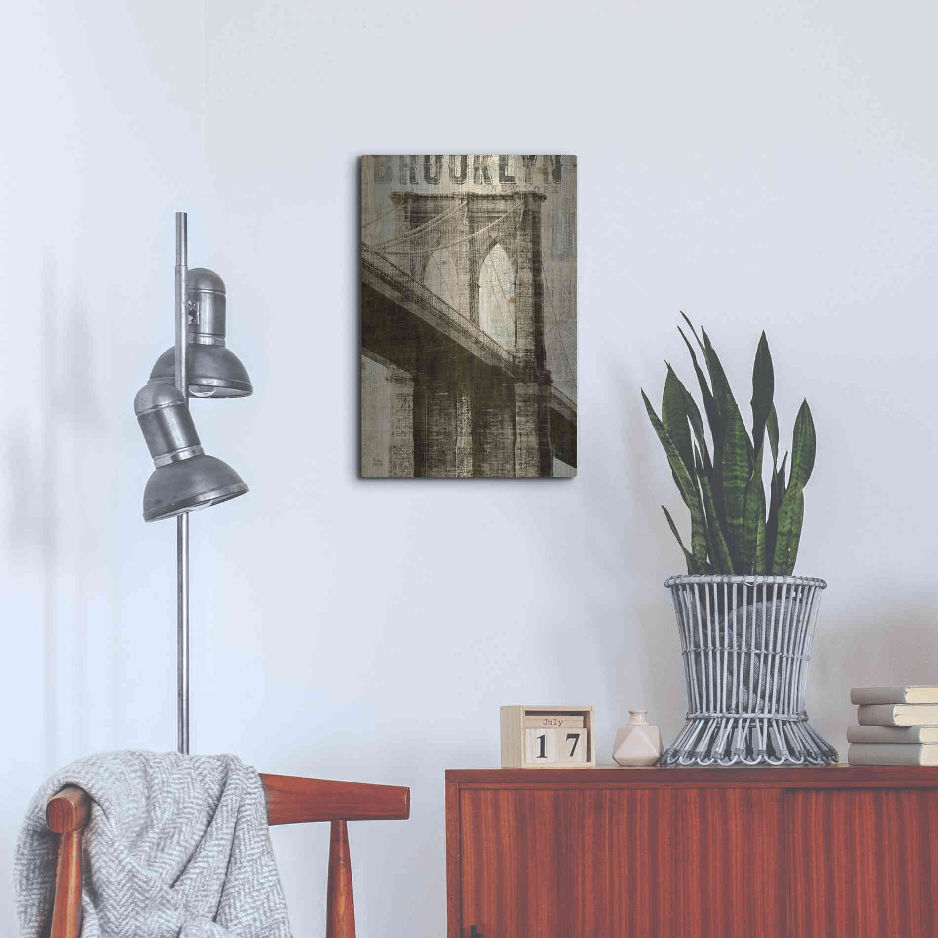 Luxe Metal Art 'Vintage NY Brooklyn Bridge' by Michael Mullan, Metal Wall Art,16x24