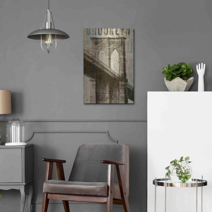 Luxe Metal Art 'Vintage NY Brooklyn Bridge' by Michael Mullan, Metal Wall Art,16x24