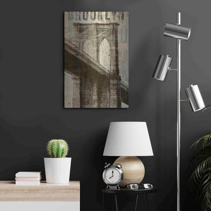 Luxe Metal Art 'Vintage NY Brooklyn Bridge' by Michael Mullan, Metal Wall Art,16x24