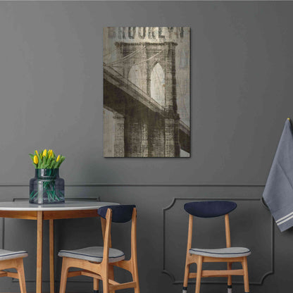 Luxe Metal Art 'Vintage NY Brooklyn Bridge' by Michael Mullan, Metal Wall Art,24x36