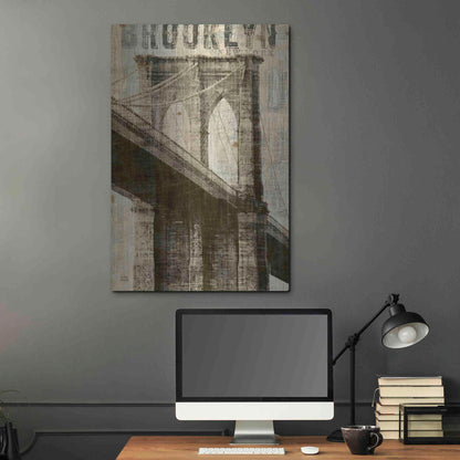 Luxe Metal Art 'Vintage NY Brooklyn Bridge' by Michael Mullan, Metal Wall Art,24x36