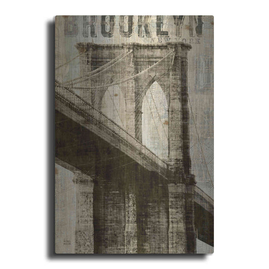 Luxe Metal Art 'Vintage NY Brooklyn Bridge' by Michael Mullan, Metal Wall Art