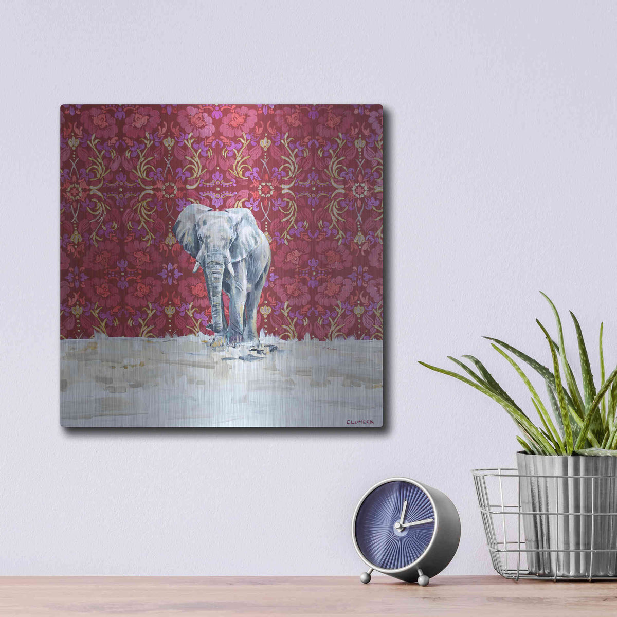 Luxe Metal Art 'Elephant by Alana Clumeck Metal Wall Art,12x12