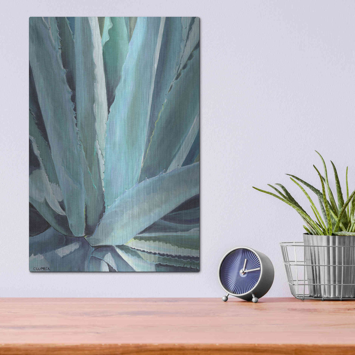 Luxe Metal Art 'Blue Agave by Alana Clumeck Metal Wall Art,12x16