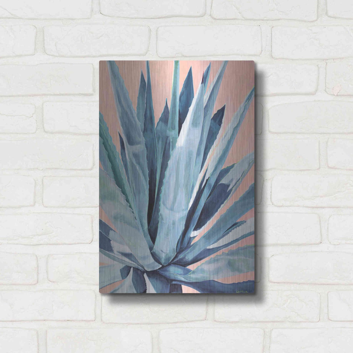 Luxe Metal Art 'Agave With Coral by Alana Clumeck Metal Wall Art,12x16