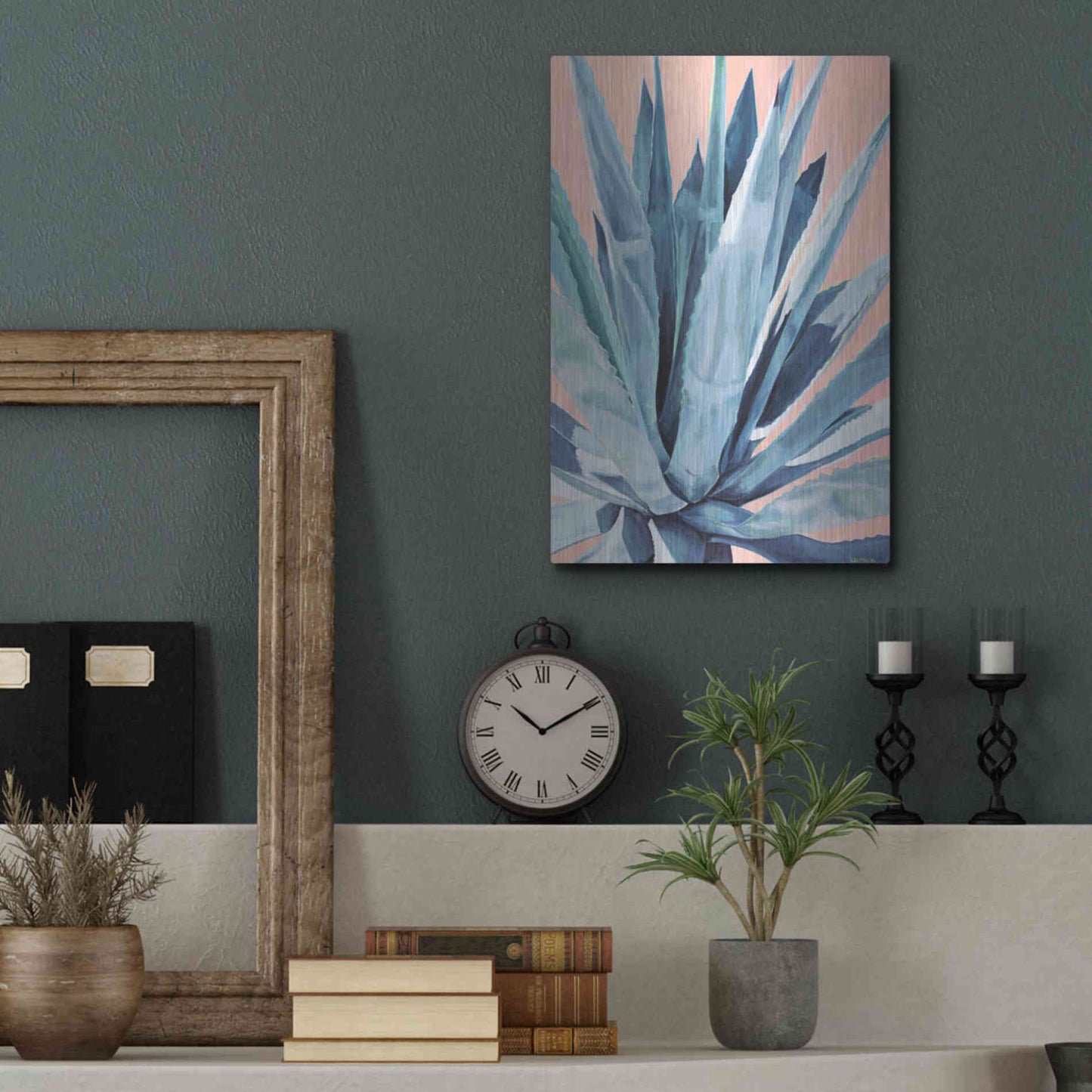 Luxe Metal Art 'Agave With Coral by Alana Clumeck Metal Wall Art,12x16