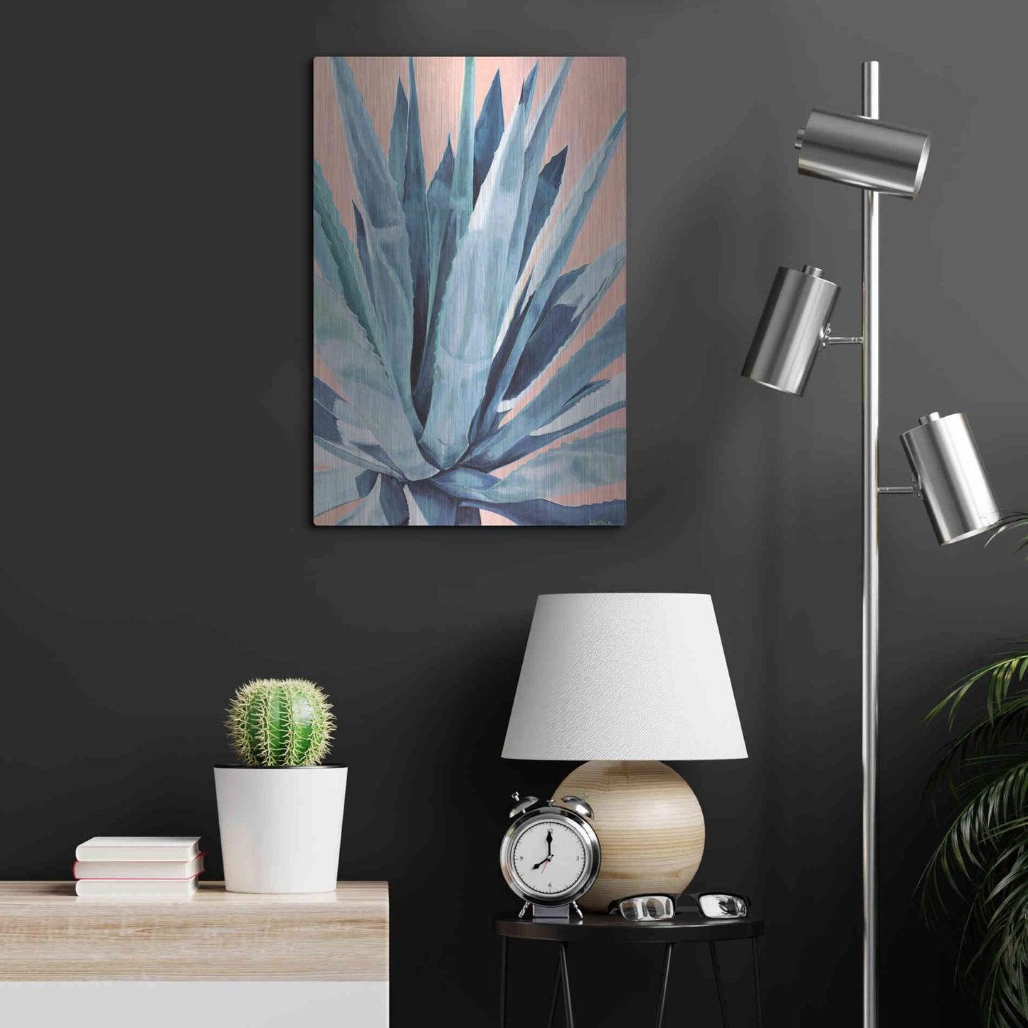Luxe Metal Art 'Agave With Coral by Alana Clumeck Metal Wall Art,16x24