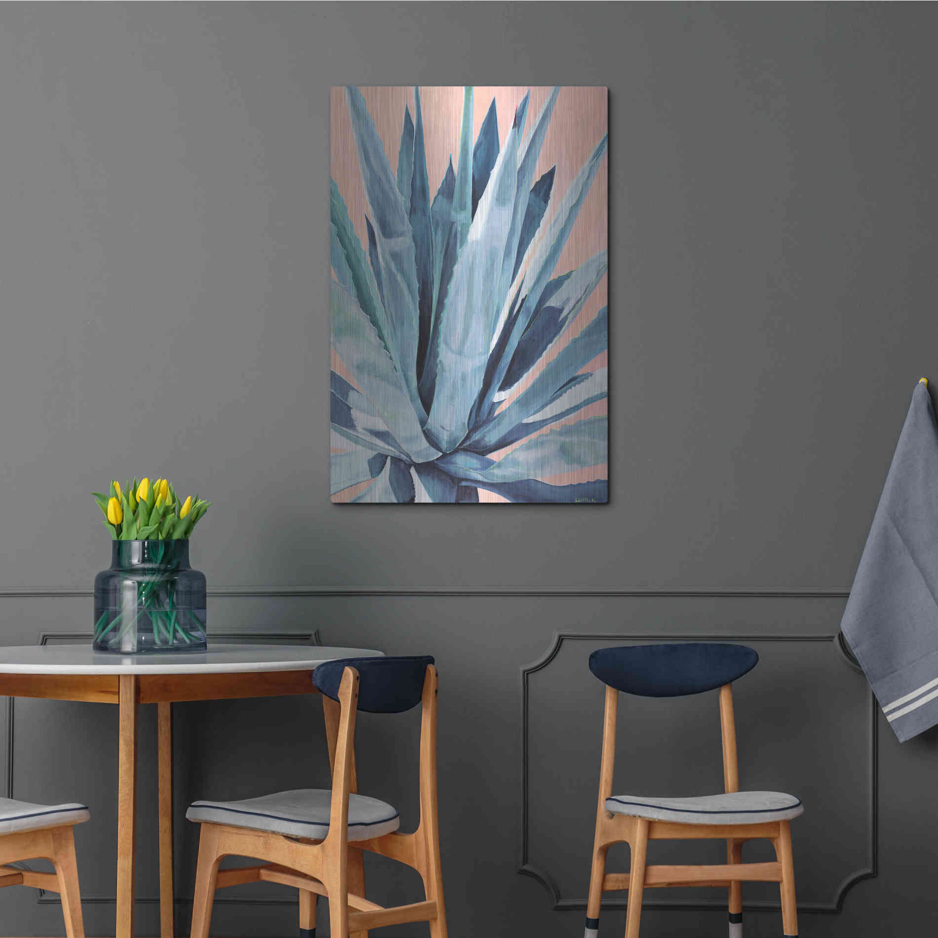 Luxe Metal Art 'Agave With Coral by Alana Clumeck Metal Wall Art,24x36