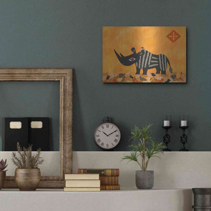 Luxe Metal Art 'Rhino with Summer Sky by Casey Craig Metal Wall Art,16x12
