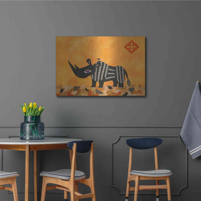 Luxe Metal Art 'Rhino with Summer Sky by Casey Craig Metal Wall Art,36x24