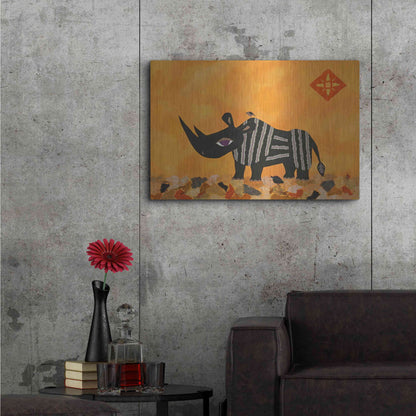 Luxe Metal Art 'Rhino with Summer Sky by Casey Craig Metal Wall Art,36x24