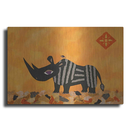 Luxe Metal Art 'Rhino with Summer Sky by Casey Craig Metal Wall Art