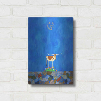 Luxe Metal Art 'Longhorn on Wildflower Hill by Casey Craig Metal Wall Art,12x16