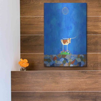 Luxe Metal Art 'Longhorn on Wildflower Hill by Casey Craig Metal Wall Art,12x16