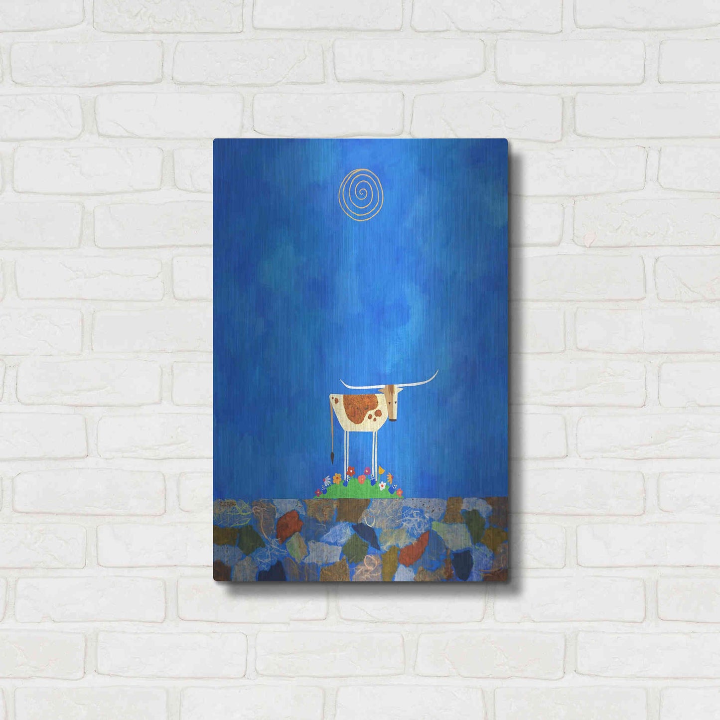 Luxe Metal Art 'Longhorn on Wildflower Hill by Casey Craig Metal Wall Art,16x24