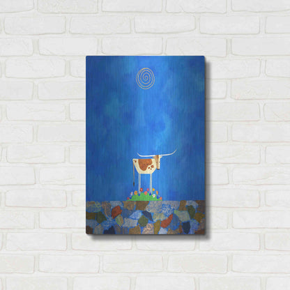 Luxe Metal Art 'Longhorn on Wildflower Hill by Casey Craig Metal Wall Art,16x24