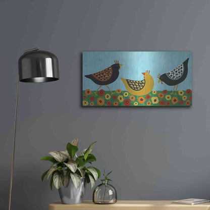 Luxe Metal Art 'Hens and Poppies by Casey Craig Metal Wall Art,24x12