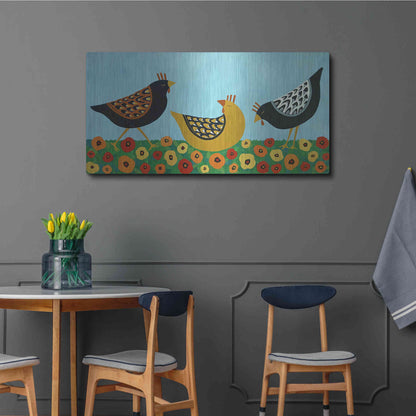 Luxe Metal Art 'Hens and Poppies by Casey Craig Metal Wall Art,48x24