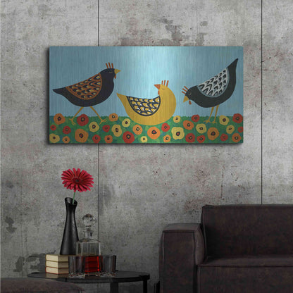 Luxe Metal Art 'Hens and Poppies by Casey Craig Metal Wall Art,48x24