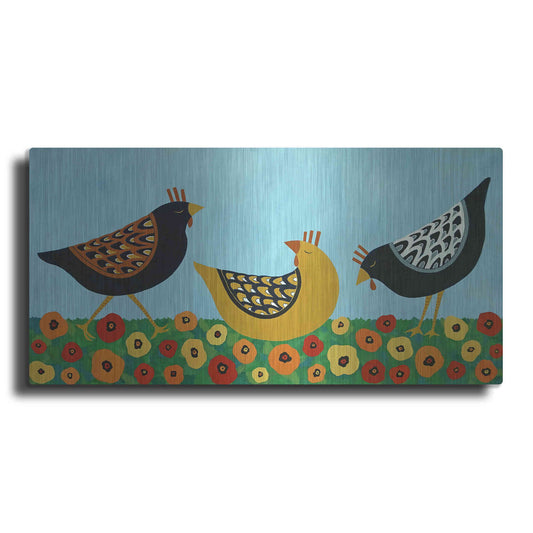 Luxe Metal Art 'Hens and Poppies by Casey Craig Metal Wall Art