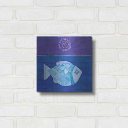 Luxe Metal Art 'Fish with Spiral Moon by Casey Craig Metal Wall Art,12x12