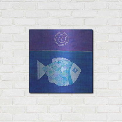 Luxe Metal Art 'Fish with Spiral Moon by Casey Craig Metal Wall Art,24x24