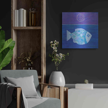 Luxe Metal Art 'Fish with Spiral Moon by Casey Craig Metal Wall Art,24x24