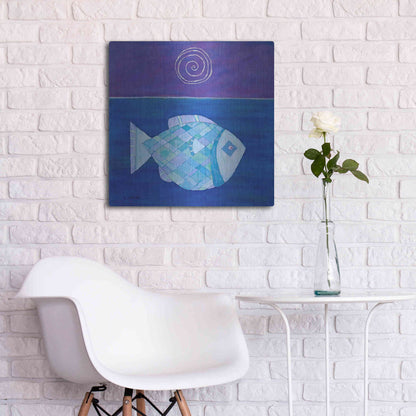 Luxe Metal Art 'Fish with Spiral Moon by Casey Craig Metal Wall Art,24x24