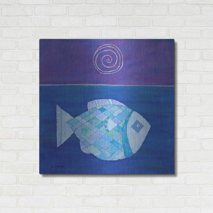 Luxe Metal Art 'Fish with Spiral Moon by Casey Craig Metal Wall Art,36x36