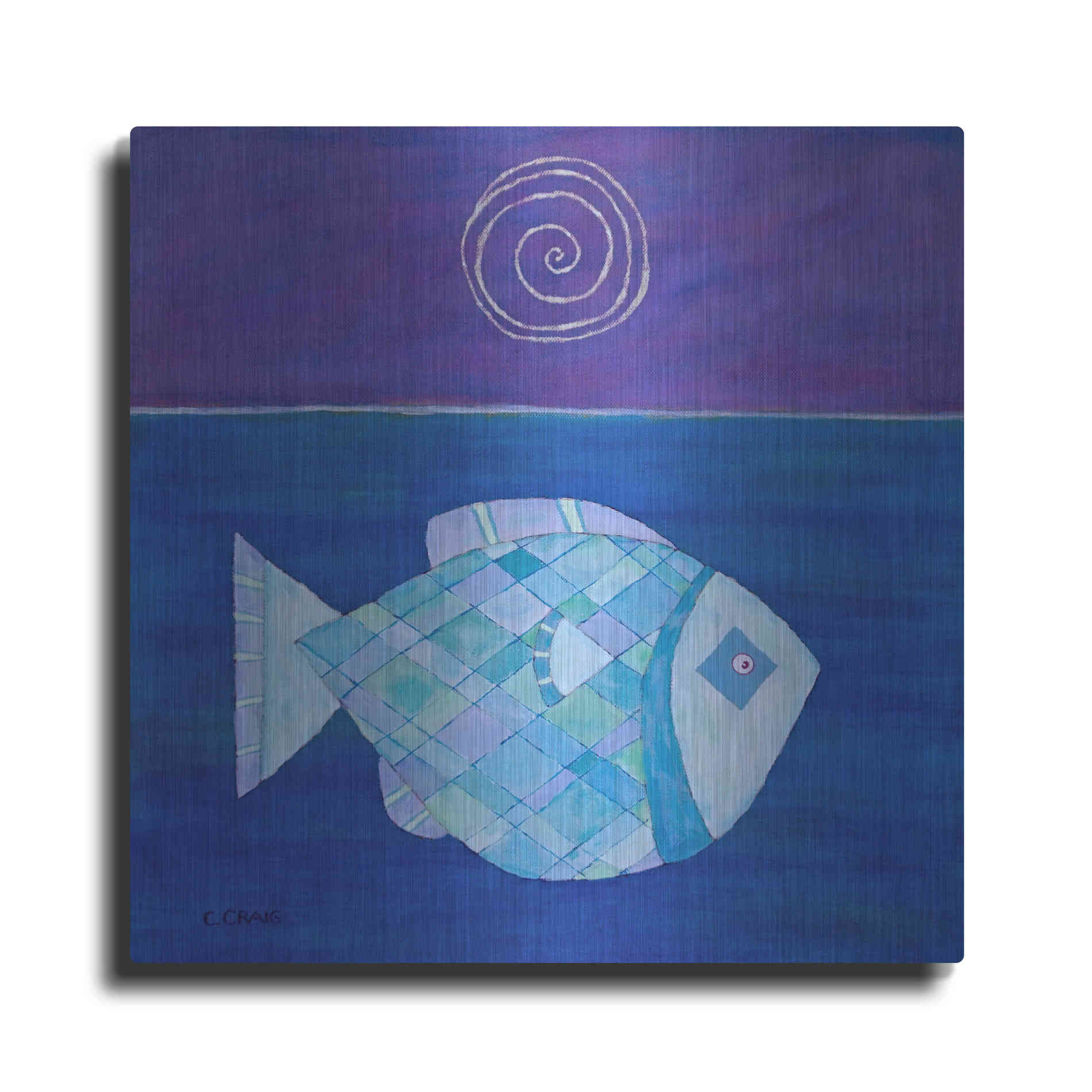 Luxe Metal Art 'Fish with Spiral Moon by Casey Craig Metal Wall Art