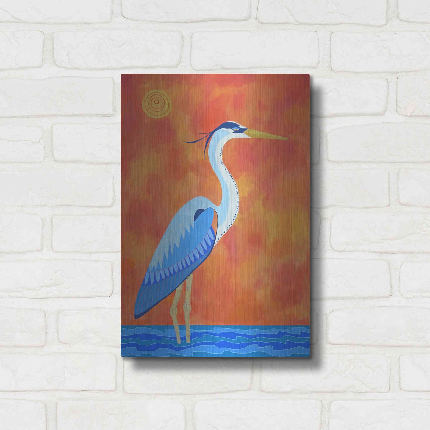 Luxe Metal Art 'Blue Heron by Casey Craig Metal Wall Art,12x16