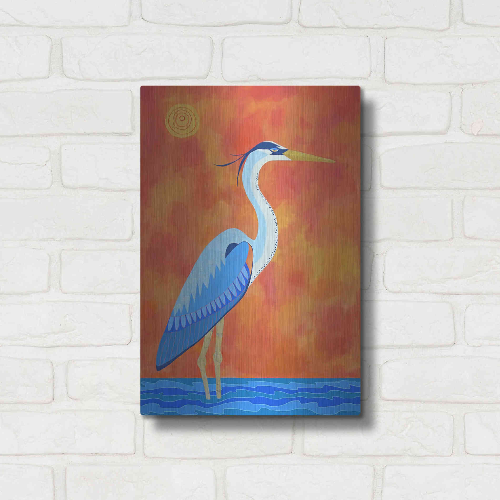 Luxe Metal Art 'Blue Heron by Casey Craig Metal Wall Art,12x16