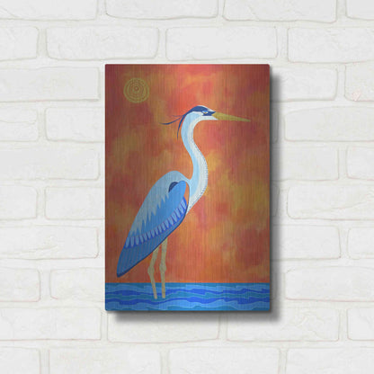 Luxe Metal Art 'Blue Heron by Casey Craig Metal Wall Art,12x16