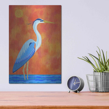 Luxe Metal Art 'Blue Heron by Casey Craig Metal Wall Art,12x16