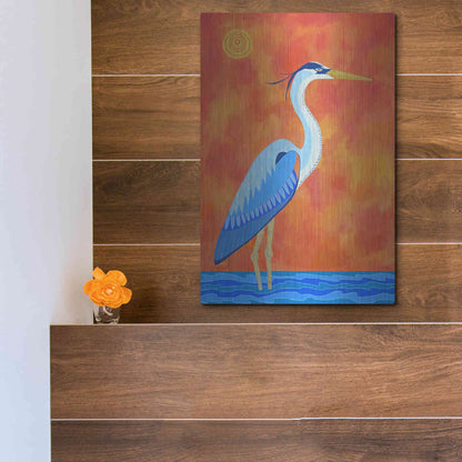 Luxe Metal Art 'Blue Heron by Casey Craig Metal Wall Art,12x16