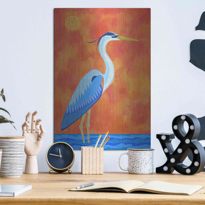 Luxe Metal Art 'Blue Heron by Casey Craig Metal Wall Art,12x16