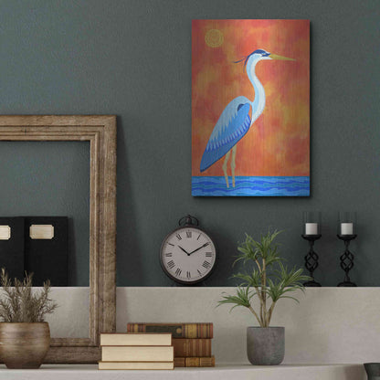 Luxe Metal Art 'Blue Heron by Casey Craig Metal Wall Art,12x16