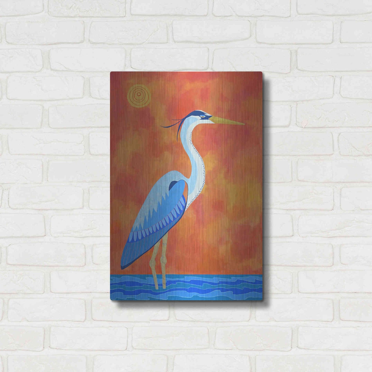 Luxe Metal Art 'Blue Heron by Casey Craig Metal Wall Art,16x24