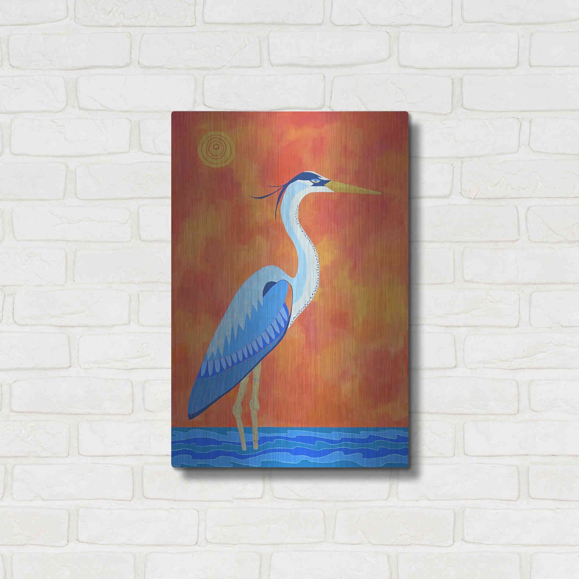 Luxe Metal Art 'Blue Heron by Casey Craig Metal Wall Art,16x24