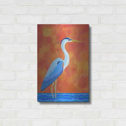 Luxe Metal Art 'Blue Heron by Casey Craig Metal Wall Art,16x24
