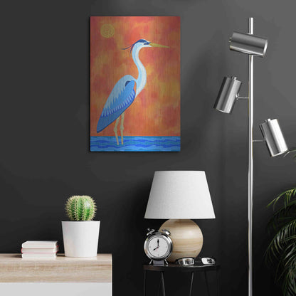 Luxe Metal Art 'Blue Heron by Casey Craig Metal Wall Art,16x24