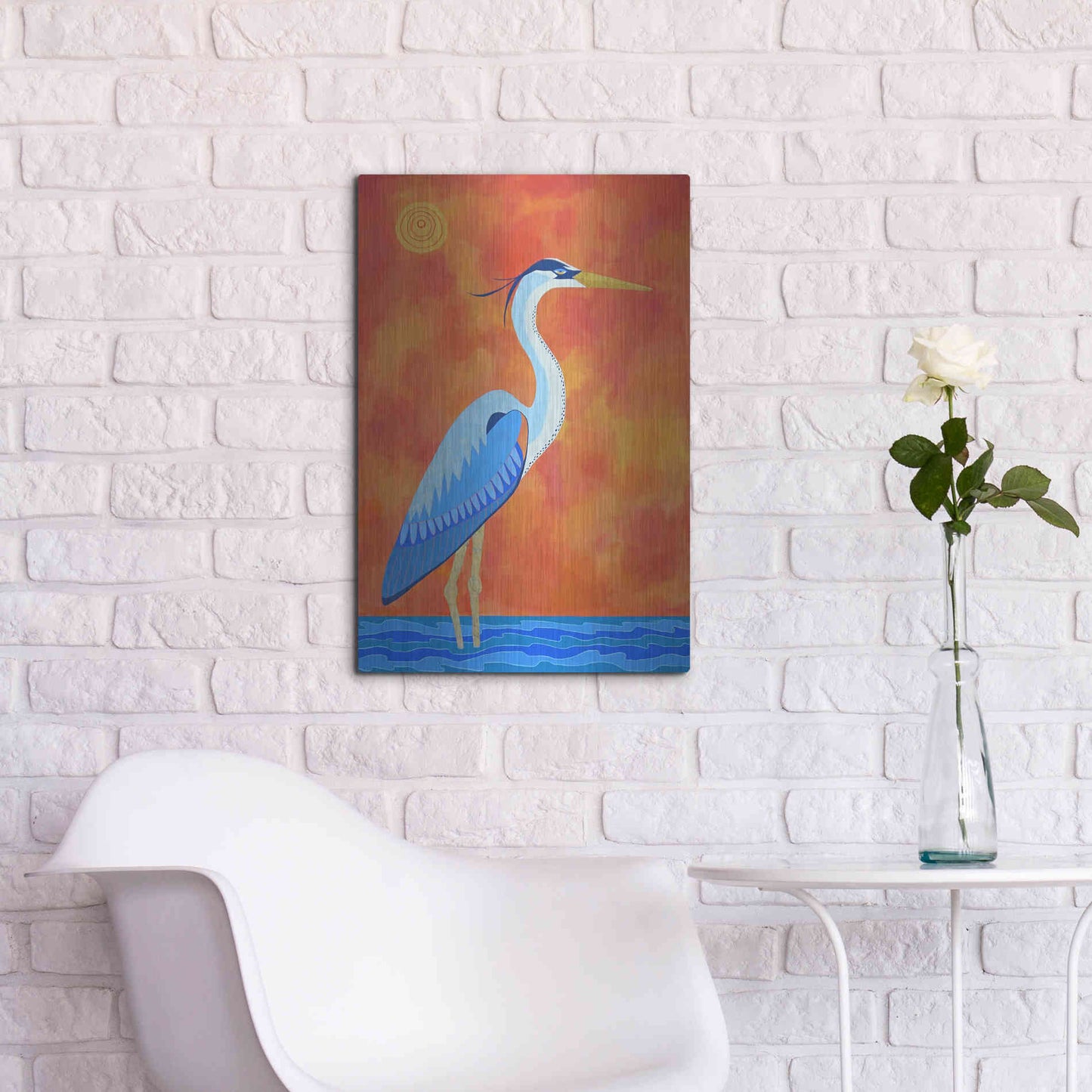 Luxe Metal Art 'Blue Heron by Casey Craig Metal Wall Art,16x24