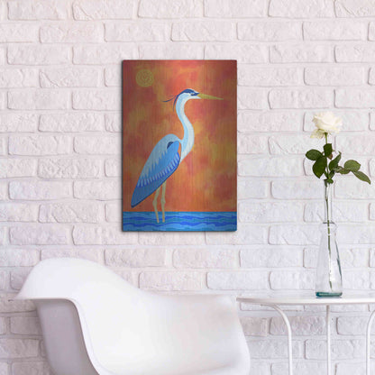Luxe Metal Art 'Blue Heron by Casey Craig Metal Wall Art,16x24