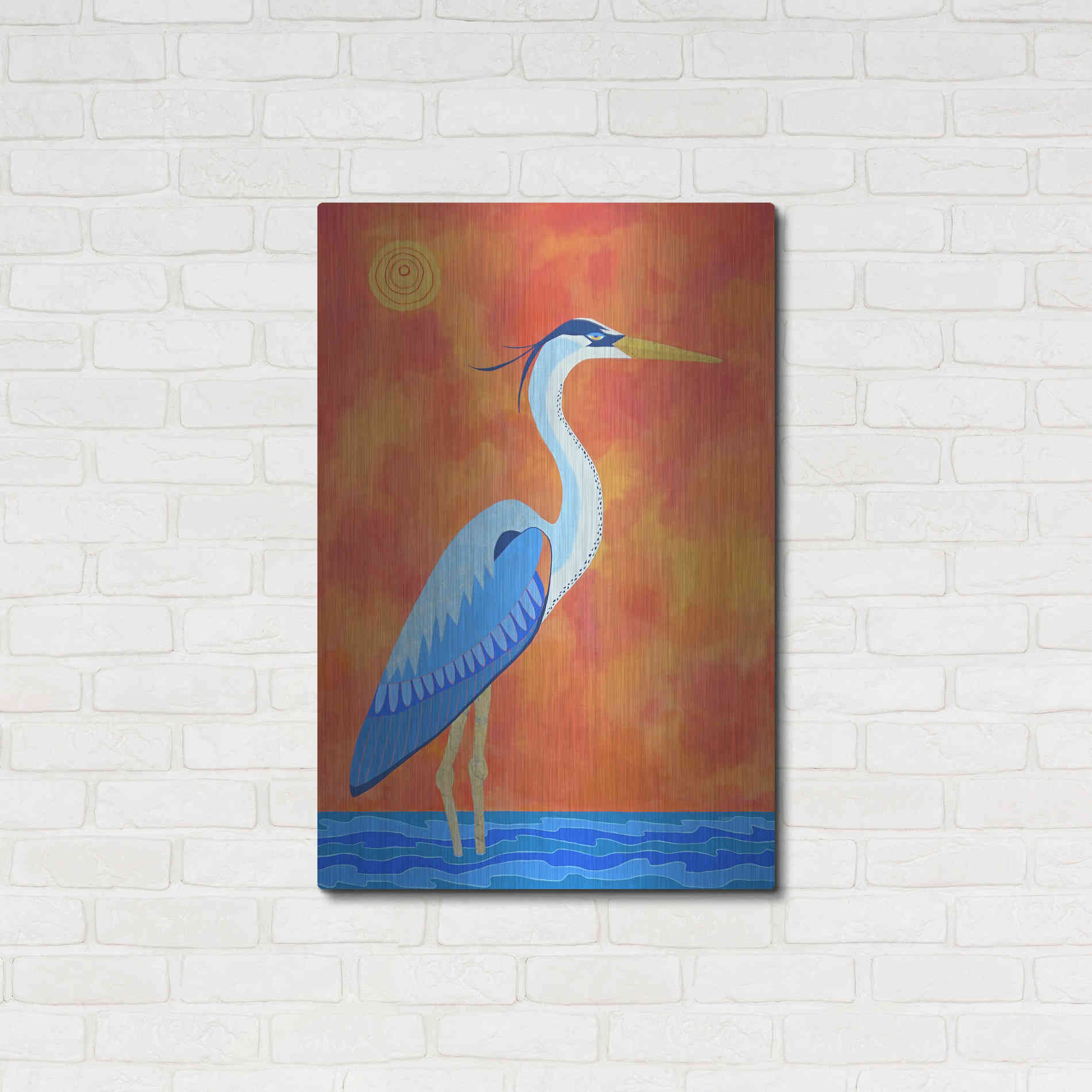 Luxe Metal Art 'Blue Heron by Casey Craig Metal Wall Art,24x36