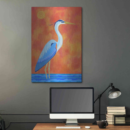 Luxe Metal Art 'Blue Heron by Casey Craig Metal Wall Art,24x36