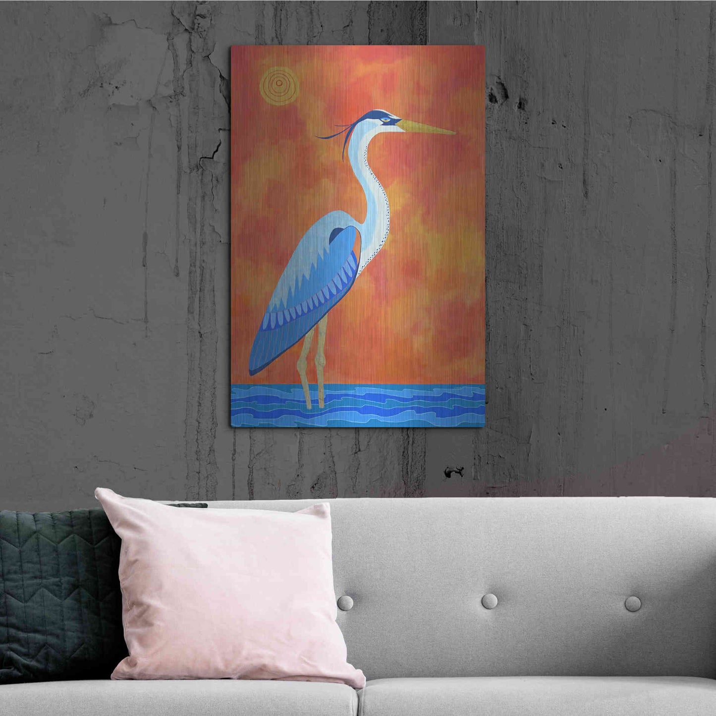 Luxe Metal Art 'Blue Heron by Casey Craig Metal Wall Art,24x36